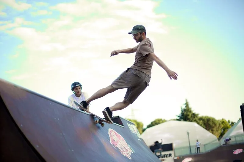 Man skating on a ramp