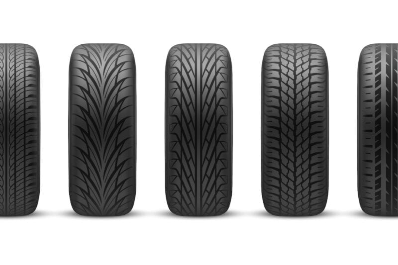 noshadow Realistic tires with different tread patterns