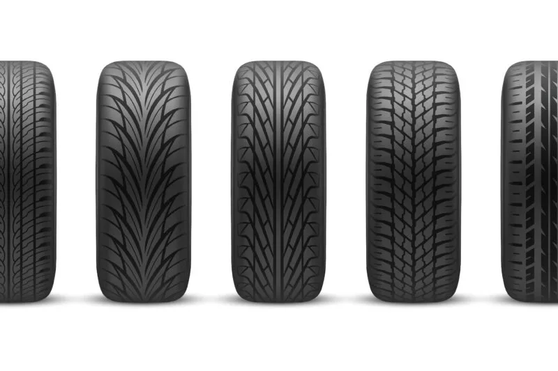 Realistic tires with different tread patterns