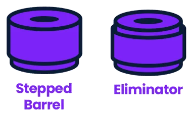 Stepped barrel and eliminator bushings