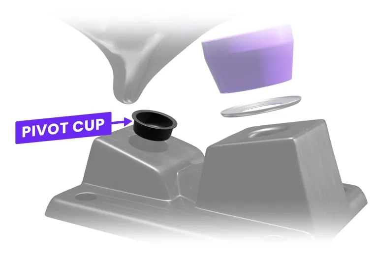 illustration of what a pivot cup looks like on a skateboard and longboard truck