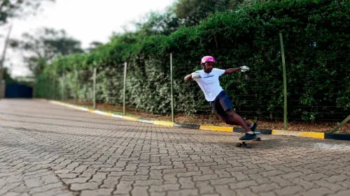 Stand-up slide on a longboard