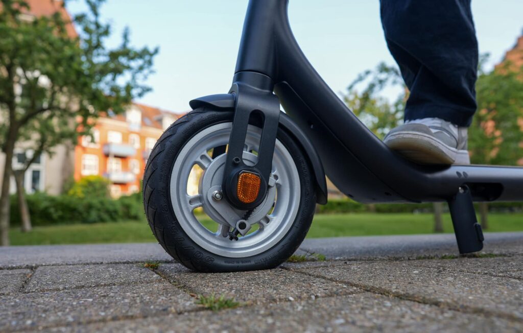 Electric scooter with flat tire