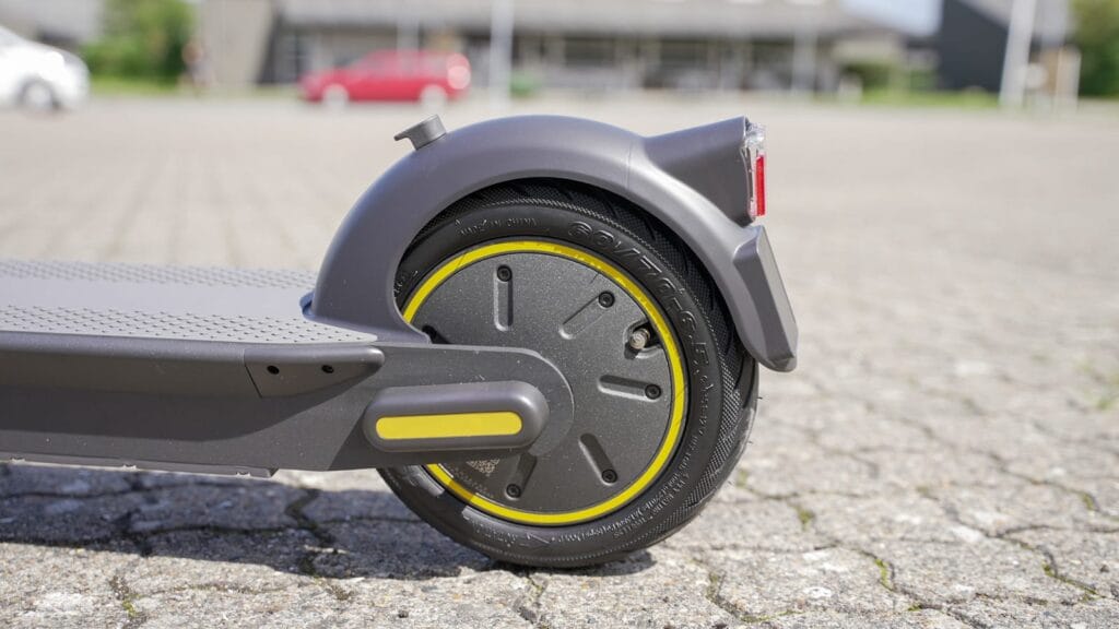 Close-up of the rear motor on the Ninebot Max G30