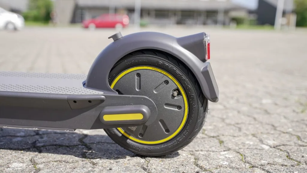 Close-up of the rear motor on the Ninebot Max G30
