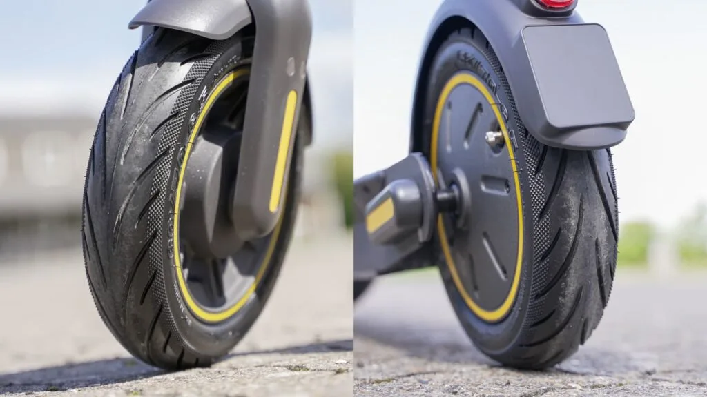 Closeup of tires on Segway Ninebot Max