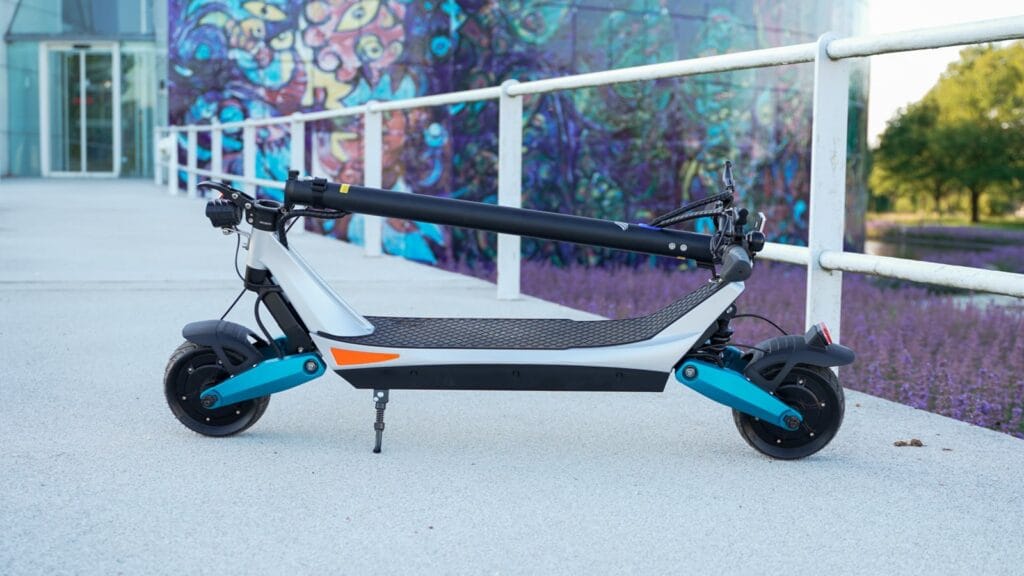 Varla Pegasus electric scooter in a folded position