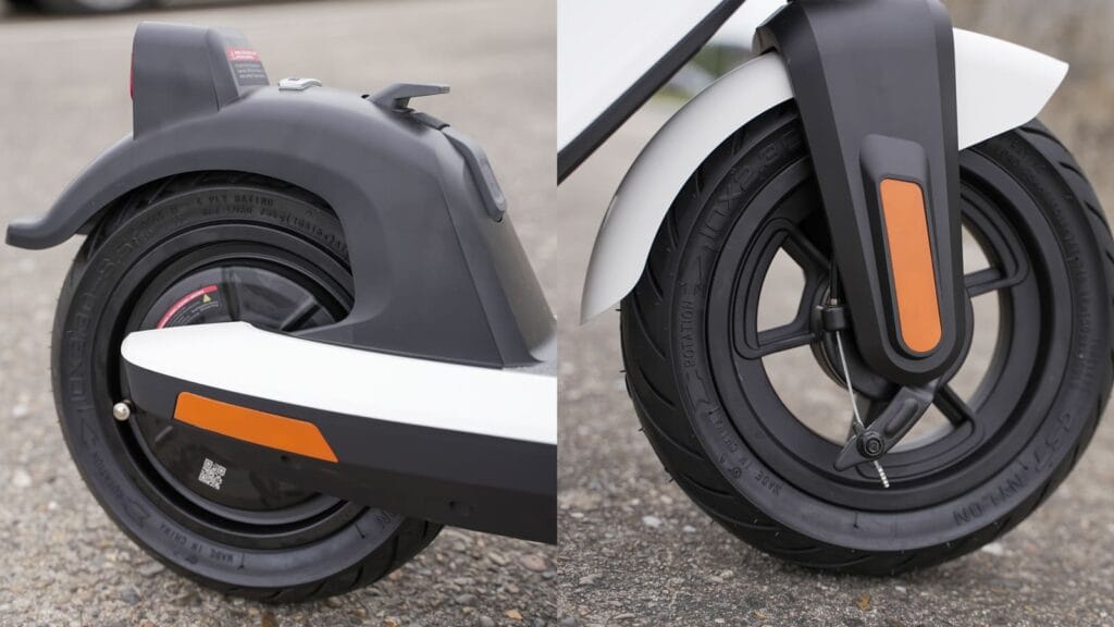 Closeup of fenders on NIU KQi2 Pro
