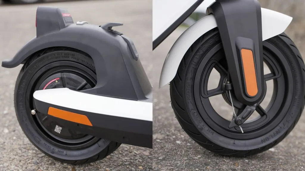 Closeup of fenders on NIU KQi2 Pro