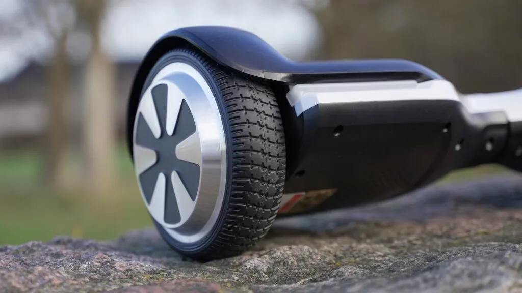Closeup of solid tire on a hoverboard