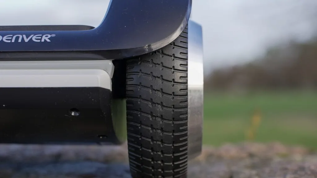 Closeup of tire tread on hoverboard