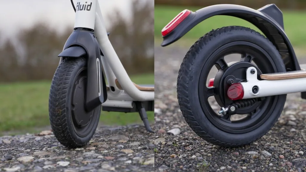 Front and rear tire closeup on Fluid CityRider