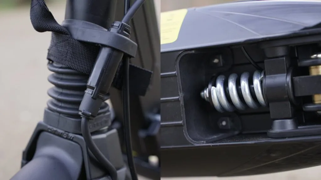 Close-up of the two suspension springs on the Fluid Mosquito