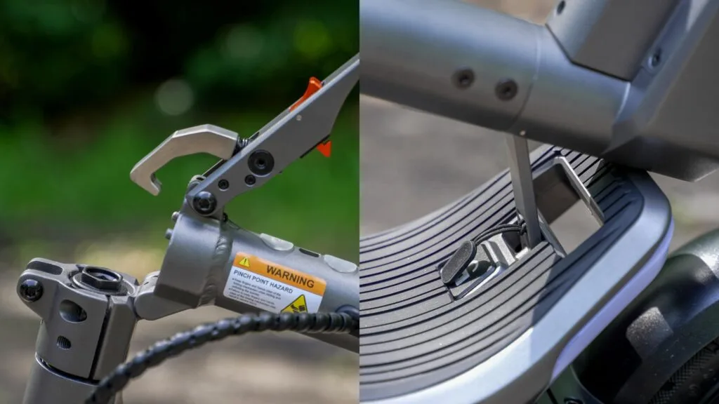 Folding mechanism on the Apollo Go electric scooter