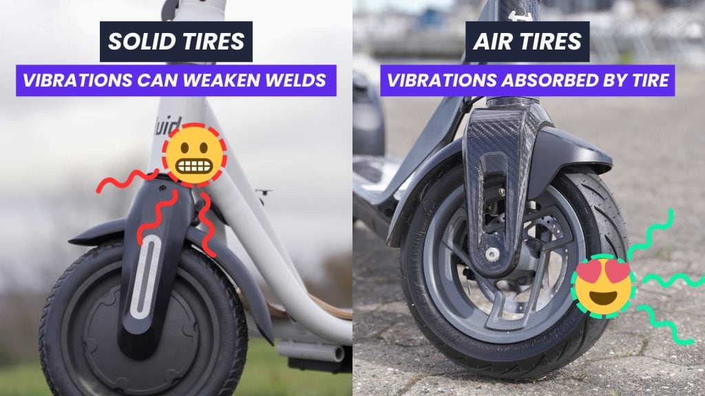 Solid Tires vs air tires vibration on electric scooters