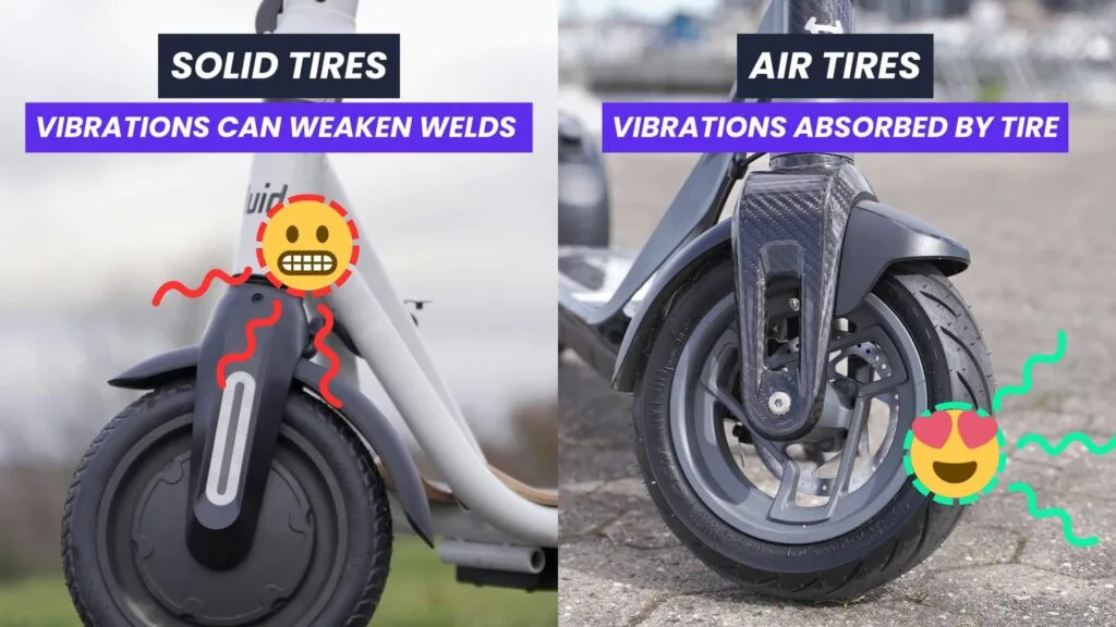 Solid Tires vs air tires vibration on electric scooters