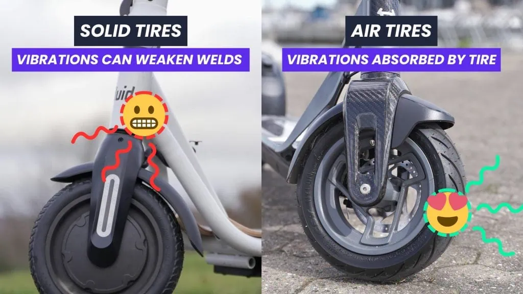 Solid Tires vs air tires vibration on electric scooters