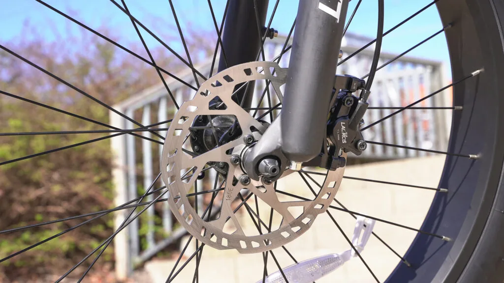 Closeup of Lacros Thuner 180mm disc brake