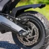 Rear wheel with disc brake and motor in focus on the Nanrobot N6 72V