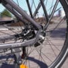 engwe p275se close up of rear disc brake near building
